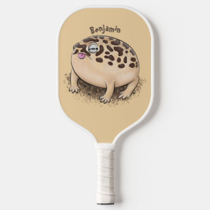 Funny woestijn regen kikker cartoon illustratie pickleball paddle
