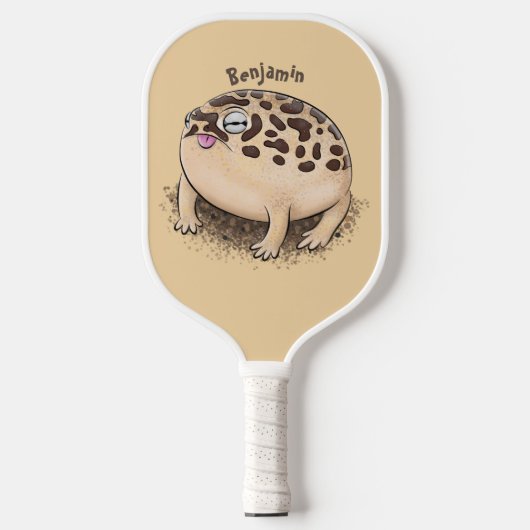 Funny woestijn regen kikker cartoon illustratie pickleball paddle (Voorkant)