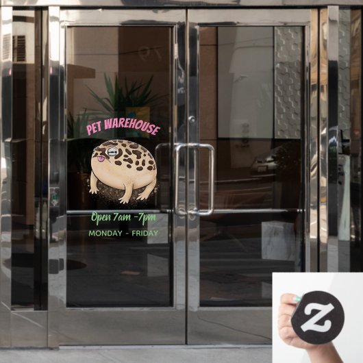 Funny woestijn regen kikker cartoon illustratie raamsticker (Kantoordeur)