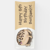 Funny woestijn regen kikker cartoon illustratie spandoek (Verticaal)