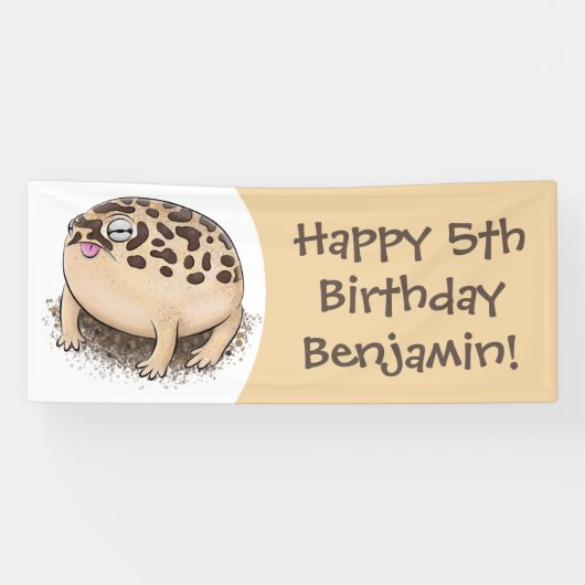 Funny woestijn regen kikker cartoon illustratie spandoek (Horizontaal)