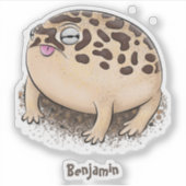 Funny woestijn regen kikker cartoon illustratie sticker (Voorkant)