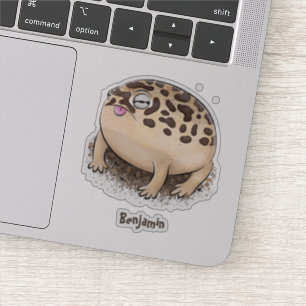 Funny woestijn regen kikker cartoon illustratie sticker