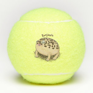 Funny woestijn regen kikker cartoon illustratie tennisballen