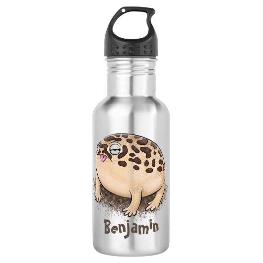 Funny woestijn regen kikker cartoon illustratie waterfles  (Voorkant)