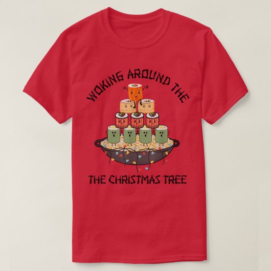 Funny Woking rond de kerstboom Anime Kawai T-shirt (Design voorkant)
