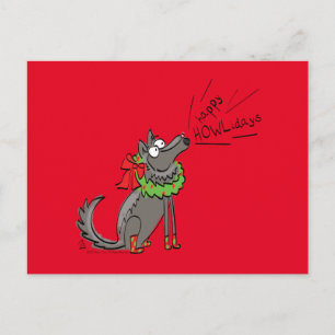 Funny Wolf Happy Howlidays Holiday Briefkaart