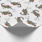 Funny Wolf Happy Howlidays Holiday Cadeaupapier (Hoek)