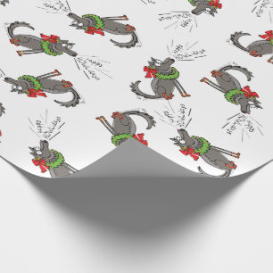Funny Wolf Happy Howlidays Holiday Cadeaupapier