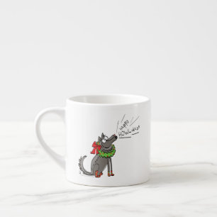 Funny Wolf Happy Howlidays Holiday Espresso Kop