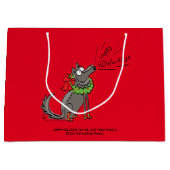 Funny Wolf Happy Howlidays Holiday Groot Cadeauzakje (Voorkant)