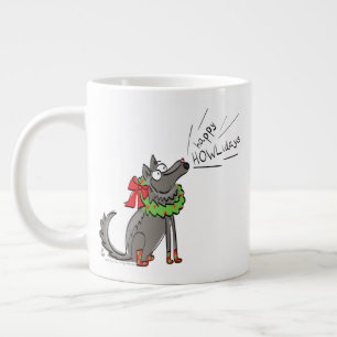 Funny Wolf Happy Howlidays Holiday Grote Koffiekop