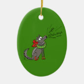 Funny Wolf Happy Howlidays Holiday Keramisch Ornament (Voorkant)