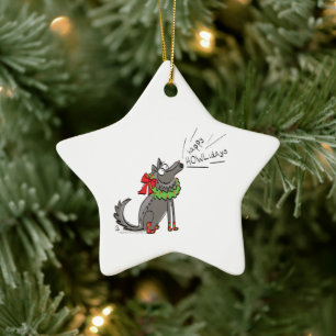 Funny Wolf Happy Howlidays Holiday Keramisch Ornament