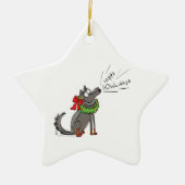 Funny Wolf Happy Howlidays Holiday Keramisch Ornament (Voorkant)