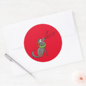Funny Wolf Happy Howlidays Holiday Ronde Sticker (Envelop)