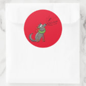 Funny Wolf Happy Howlidays Holiday Ronde Sticker (Tas)