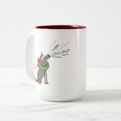 Funny Wolf Happy Howlidays Holiday Tweekleurige Koffiemok (Voorkant links)