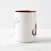 Funny Wolf Happy Howlidays Holiday Tweekleurige Koffiemok (Center)