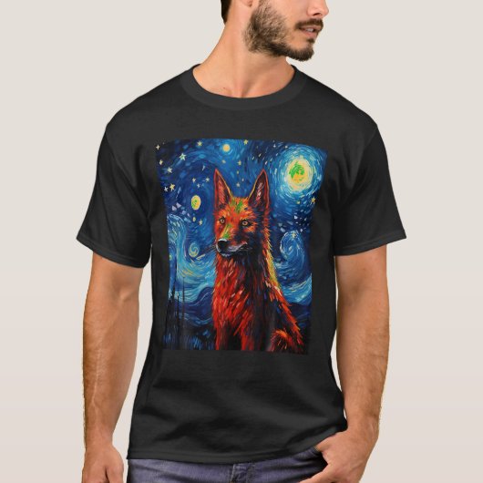 Funny Wolf kunst schilderij hondenliefhebber Sterr T-shirt (Voorkant)