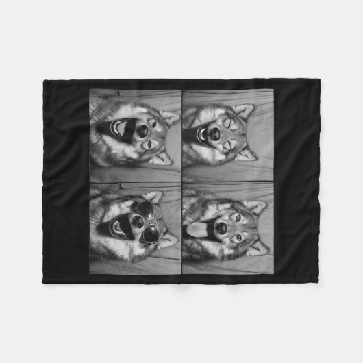 Funny Wolf Photo Booth Sungles Dog  Fleece Deken (Voorkant (Horizontaal))