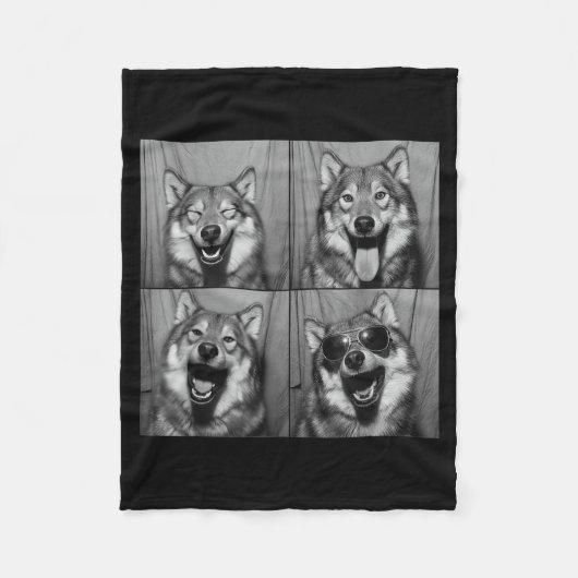 Funny Wolf Photo Booth Sungles Dog Fleece Deken (Voorkant)