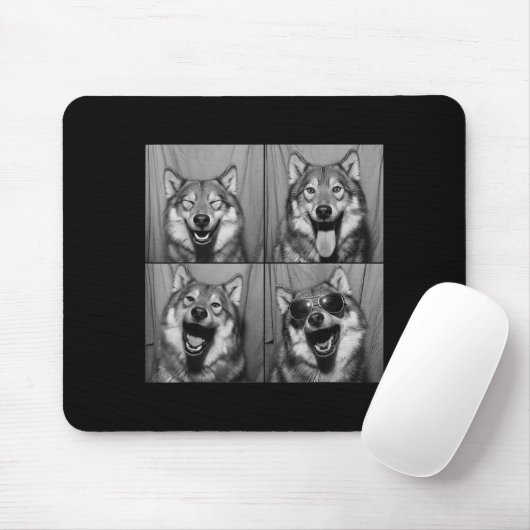 Funny Wolf Photo Booth Sungles Dog Muismat (Met muis)