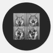 Funny Wolf Photo Booth Sungles Dog Ronde Sticker (Voorkant)