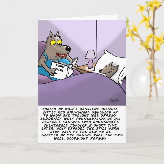 Funny Wolf Wenskaart Kaart (Gele Bloem)