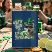 Funny Wolfin Down Green Brews St Patricks Day Heupfles
