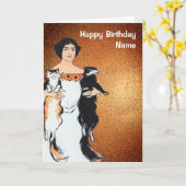 Funny Woman and Cats Gold Glitter Birthday Kaart (Gele Bloem)