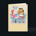 Funny Woman and Horse Drink Wine Birthday Kaart<br><div class="desc">Hier is een grappige en enigszins verontrustende verjaardagskaart met een vrouw en een paard die een beetje frisjes krijgen terwijl ze wijn op de bank drink. Het paard laat het weten dat zijn veilige woord is: "Wow!" Bedankt dat je dit originele ontwerp hebt gekozen door © Chuck Ingwersen. Ik ben...</div>