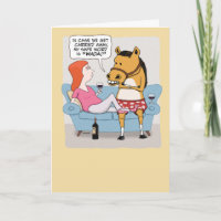 Funny Woman and Horse Drink Wine Birthday