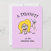 Funny Woman Birthday Party Cute Cartoon Invitation Kaart (Voorkant)