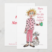 Funny Woman Caricature Before kluis Red Pajamas Feestdagenkaart (Voorkant / Achterkant)