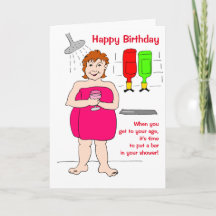 Funny Woman Cartoon Drink Bar Birthday Card