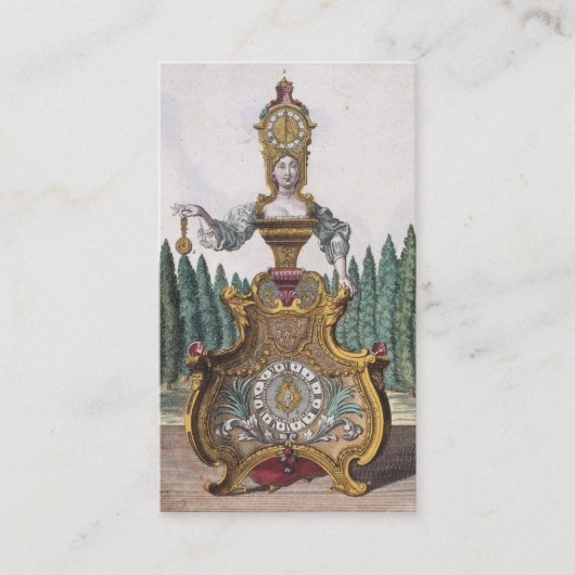 Funny Woman Clock Costume Watchmaker Visitekaartje (Voorkant)