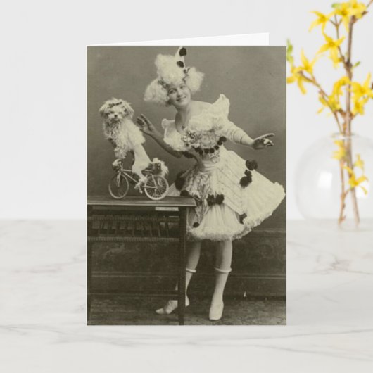 Funny Woman geperst als Poodle Briefkaart (Gele Bloem)