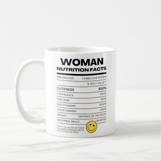 Funny Woman Nutrition Facts Koffiemok (Links)