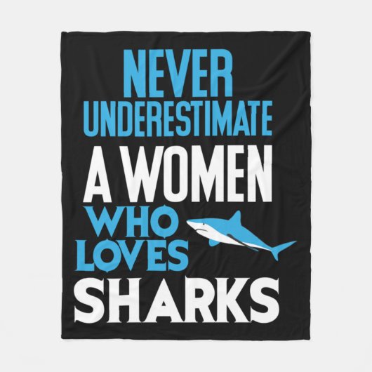 Funny Woman Who Loves Sharks Fleece Deken (Voorkant)