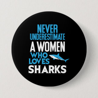 Funny Woman Who Loves Sharks Ronde Button 7,6 Cm