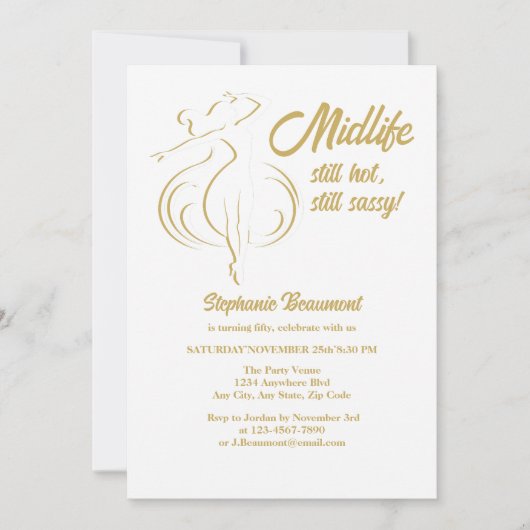 Funny Woman's Gold Midlife Still Hot 50th Birthday Kaart (Voorkant)
