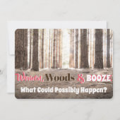 Funny Woman's Woodsy Weekend Party Invitation Kaart (Voorkant)