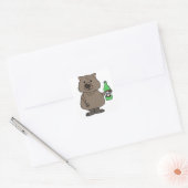 Funny Wombat Drink Fles Bier Cartoon Vierkante Sticker (Envelop)