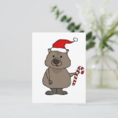 Funny Wombat in Santa Hat Kerstmis Briefkaart (Staand voorkant)