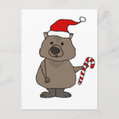 Funny Wombat in Santa Hat Kerstmis Briefkaart (Voorkant)