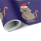 Funny Wombat in Santa Hat Kerstmis Cadeaupapier (Rol Hoek)