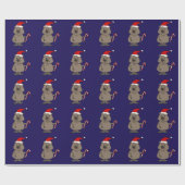 Funny Wombat in Santa Hat Kerstmis Cadeaupapier (Vlak)