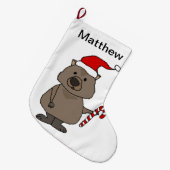 Funny Wombat in Santa Hat Kerstmis Grote Kerstsok (Voorkant (Hangend))