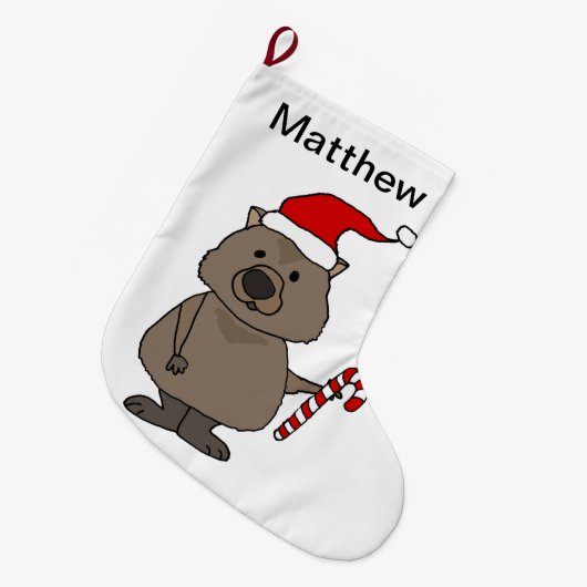 Funny Wombat in Santa Hat Kerstmis Grote Kerstsok (Voorkant (Hangend))